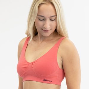 PODLOŽEN MODRČEK Z ODSTRANLJIVIMI BLAZINICAMI, eco BAMBOO, v koral barvi