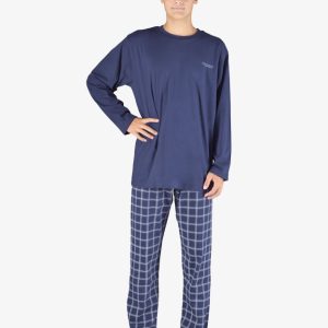 MOŠKA PIŽAMA, 100% bombaž, temno modra