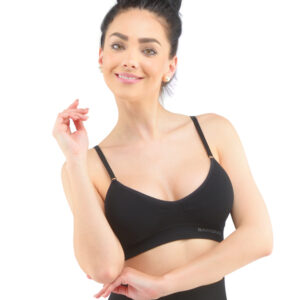 PODLOŽEN MODRC, eco BAMBOO, z odstranljivimi blazinicami in tankimi nastavljivimi naramnicami v črni barvi